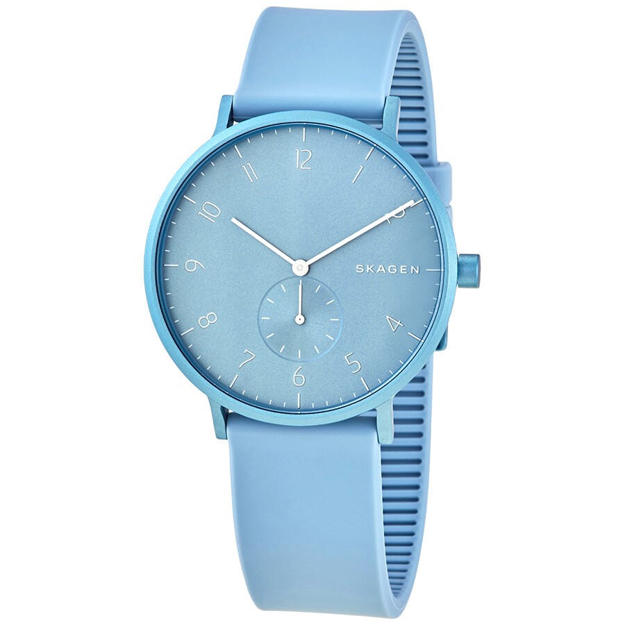 SKAGEN Unisex Aaren Kulor Aluminium Watch with Blue Dial, Case & Silicone B