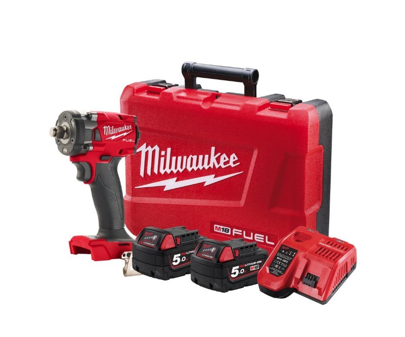 MILWAUKEE M18 FUEL 1/2" Compact Impact Wrench with Friction Ring Kit c/w 2