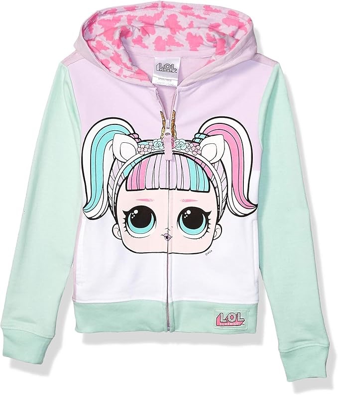 LOL. SURPRISE! Girl's The Theater Club Unicorn Big Face Hoodie, Size 16(XL)