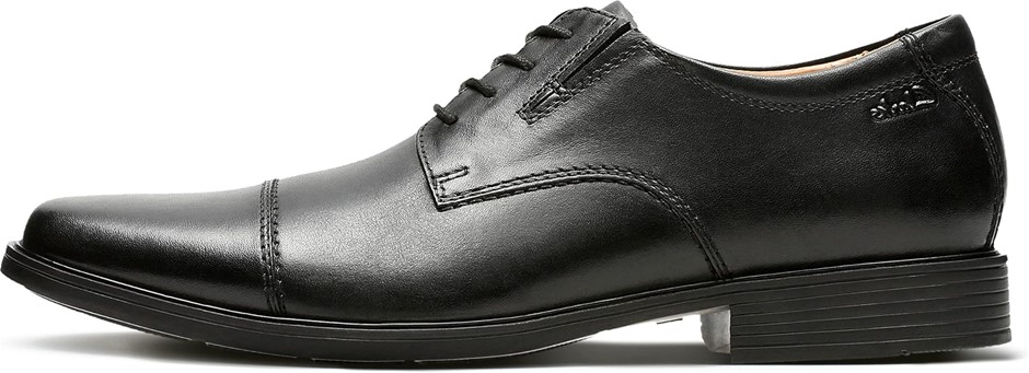 CLARKS Men's Tilden Cap Oxford, US11/EU44.5, Black Leather, 26110309. NB: W