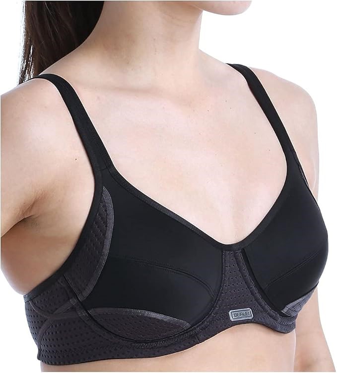 BERLEI Women's Electrify Underwire Sports Bra, Size 12B, Black Mesh, YYN7.