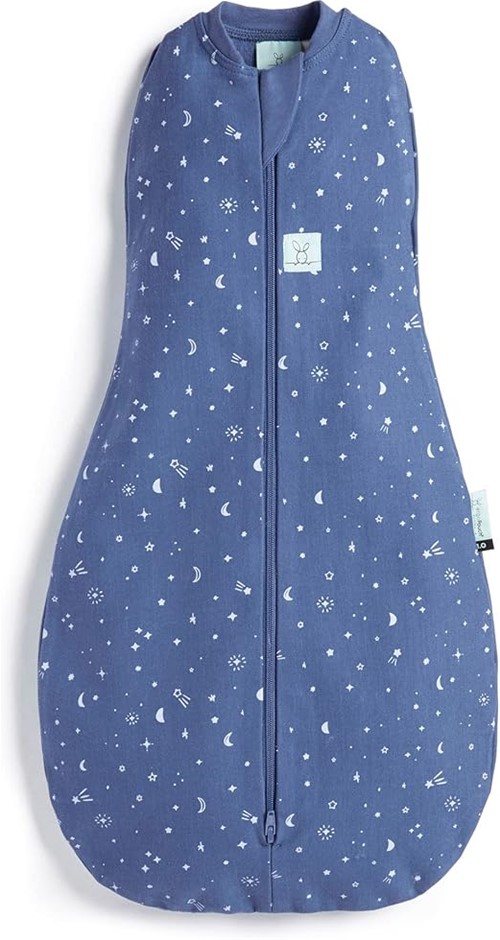ERGOPOUCH 0.2 TOG 2Way Zip Cocoon Swaddle Bag, Size 6-12M, Night Sky Print.