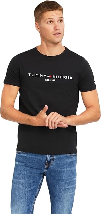 TOMMY HILFIGER Men's Tommy Logo Tee, Size XL, Black, MW0MW16171. RRP: $69.9