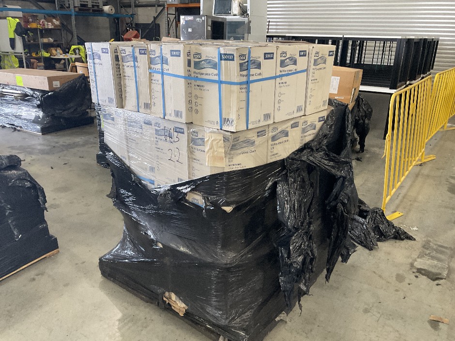 Pallet of Numerous Multipurpose Cloth Rolls