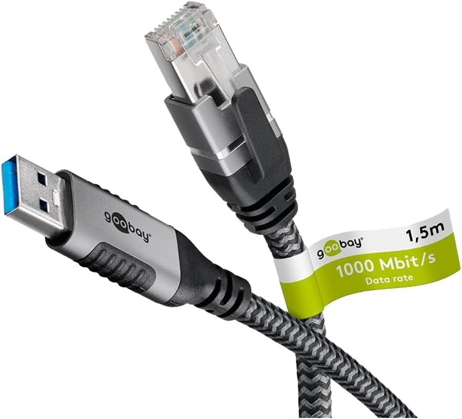 GooBay USB-A 3.0 to RJ45 Ethernet Cable 15 m - Black