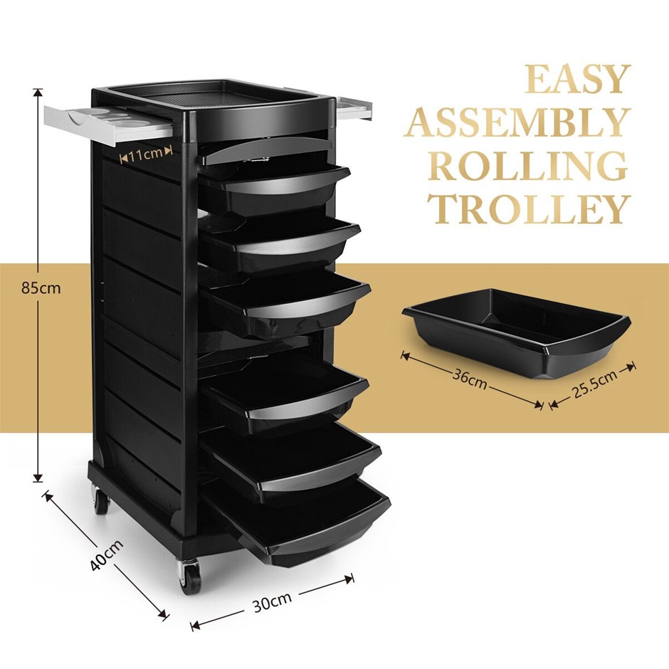 Salon Storage Trolley Tool Cart Hairdressing Furniture Rolling on Wheels 7