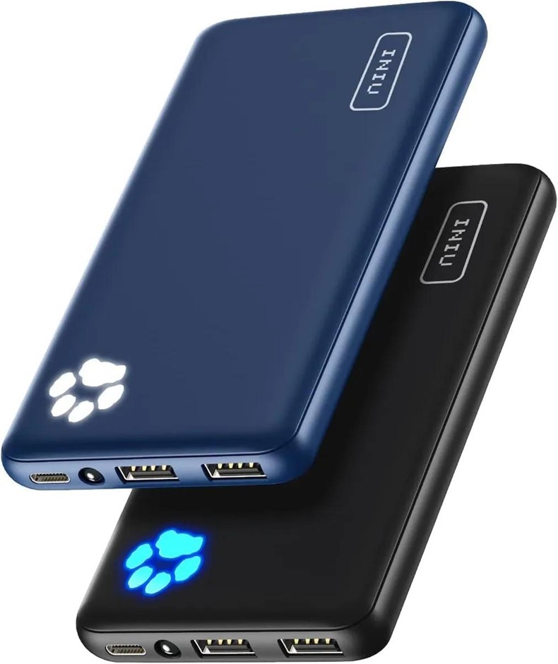 INIU [2 Pack] Power Bank, Slimmest & Lightest USB C 10000mAh Portable Charg