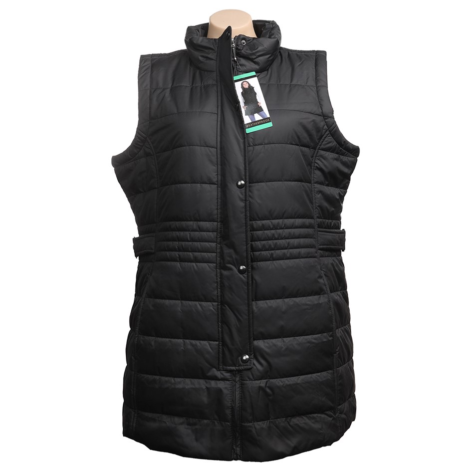 WEATHERPROOF Women's Long Down Vest, Size M, 100% Polyester, Black.