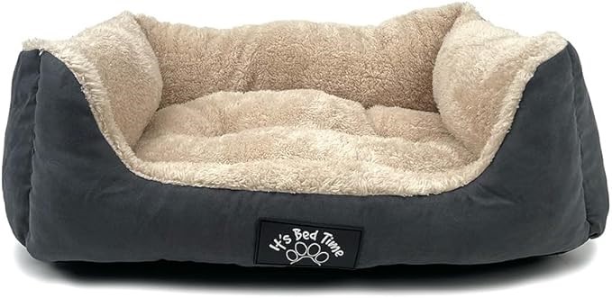 It's Bed Time Plush Dozer Rectangle Dog Bed, Grey, Medium, 20cm X 65cm X 55