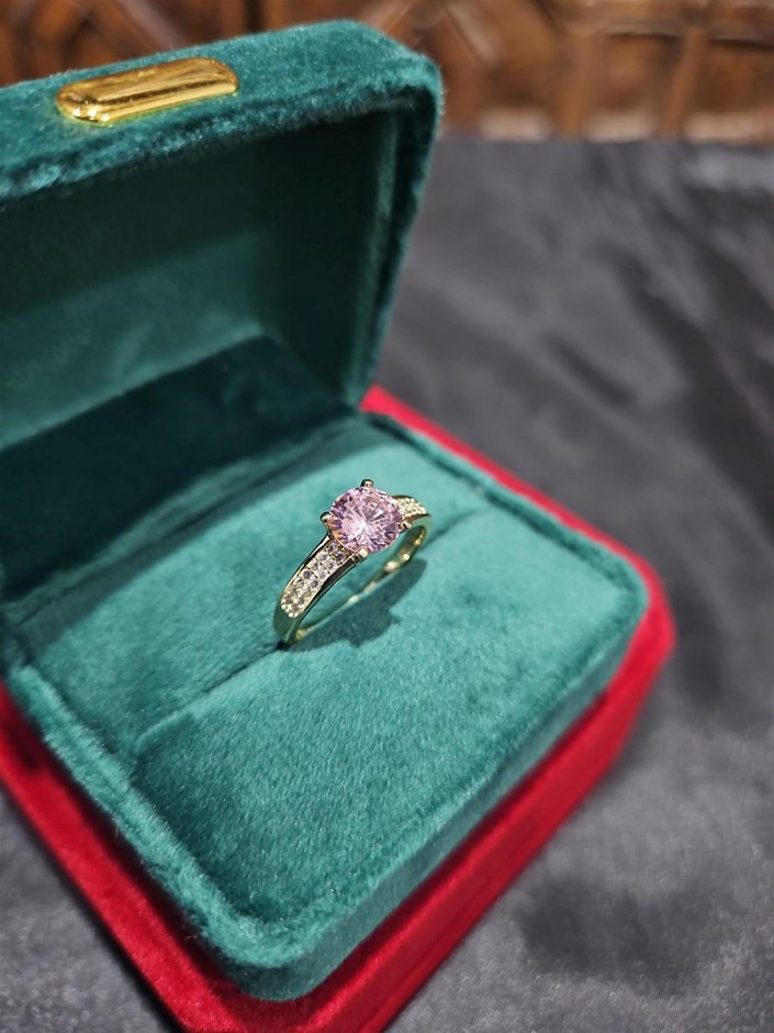 14K/Italy 1.0ct Pink Yellow Gold Filled Ring(stamped)Warranty Quality-7US