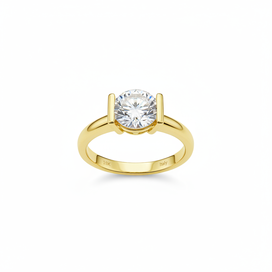 18K/ITALY Yellow Gold Filled Ring -Quality Guarantee-8 US-Bonus Gift