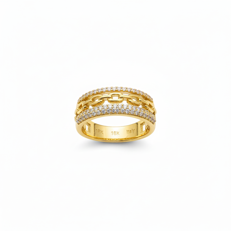 18K/ITALY Yellow Gold Filled Ring -Quality Guarantee-7 US-Bonus Gift