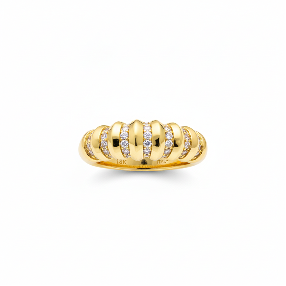 18K/ITALY Yellow Gold Filled Ring -Quality Guarantee-8 US-Bonus Gift