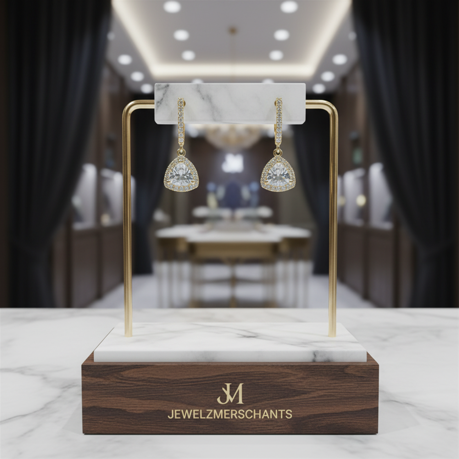 18K/ITALY Yellow Gold Filled Earring -Quality Guarantee--Bonus Gift