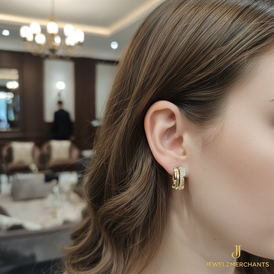 18K/Italy Gold Filled Earring -(stamped 18K/Italy)-Warranty Quality-Bonus