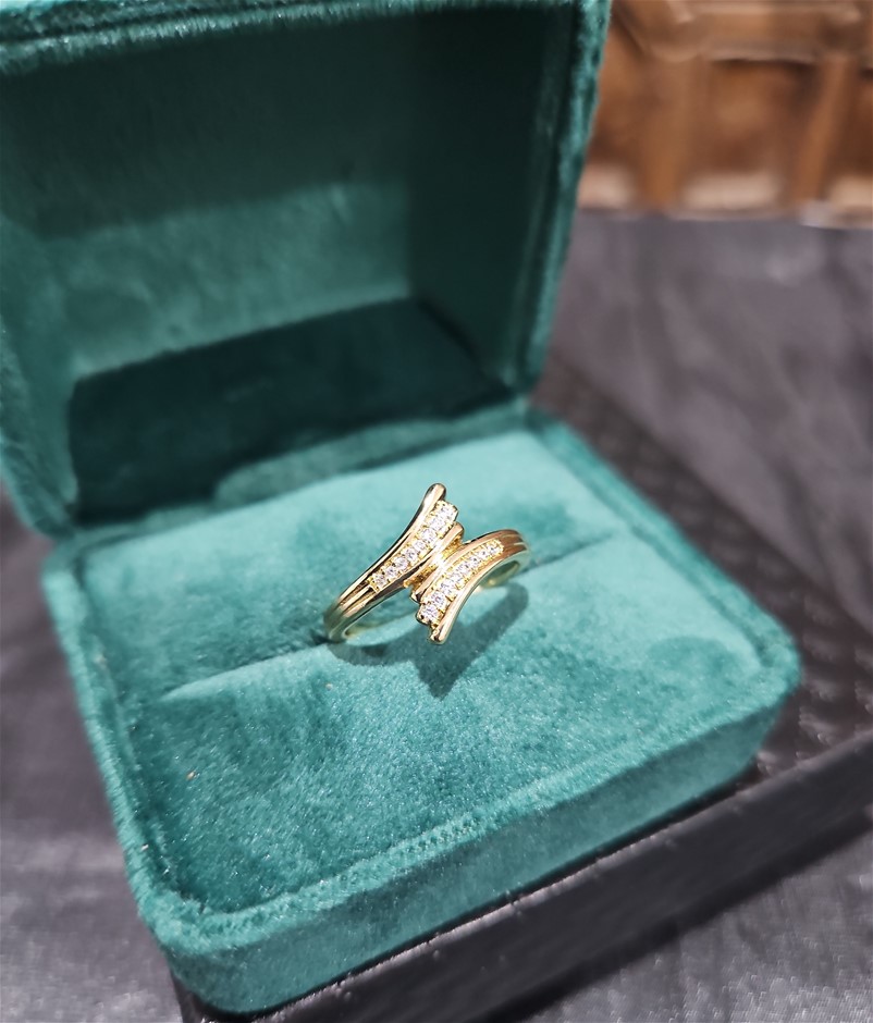18K/ITALY  Yellow Gold Filled Ring -Quality Guarantee-6 US-Bonus Gift