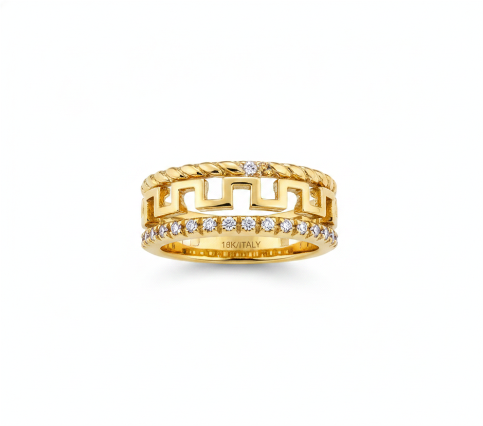 18K/ITALY  Yellow Gold Filled Ring -Quality Guarantee-9 US-Bonus Gift