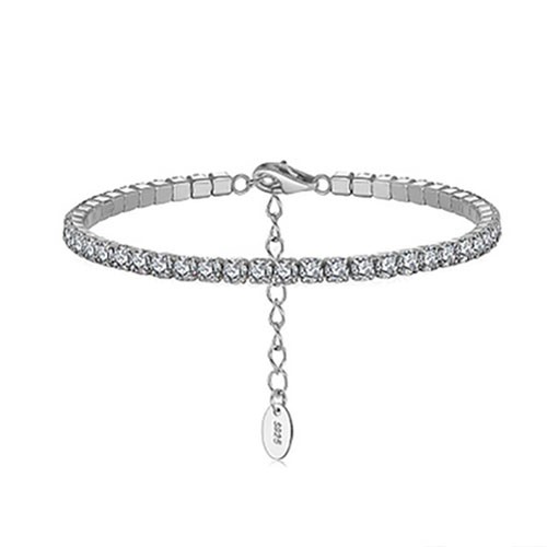 925 Sterling Silver Link Chain Bracelet Cubic Zirconias Tennis Bracelet