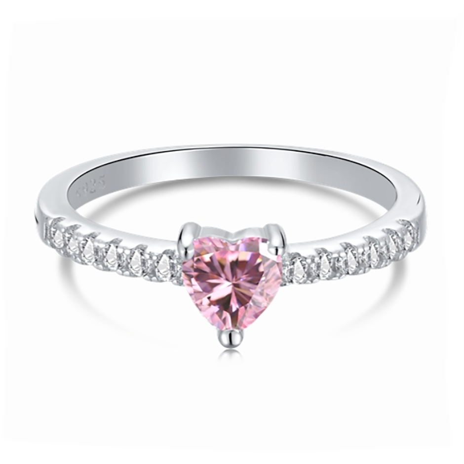 0.5ct Heart Cubic Zirconia 925 Sterling Silver Ring - Size 7