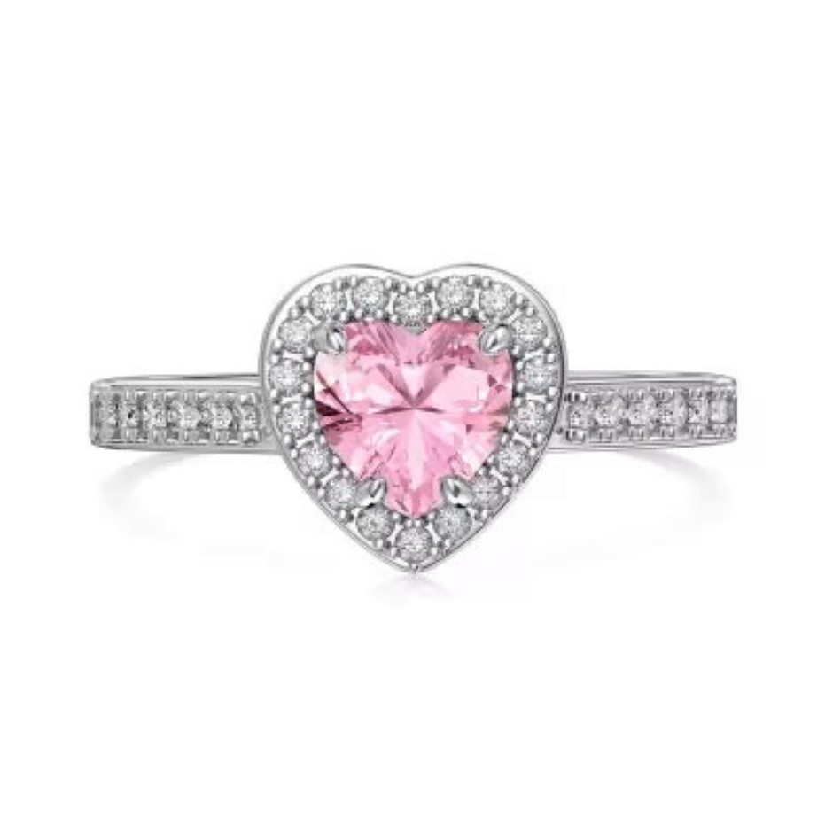 1.0ct Heart Cubic Zirconia 925 Sterling Silver Ring - Size 8