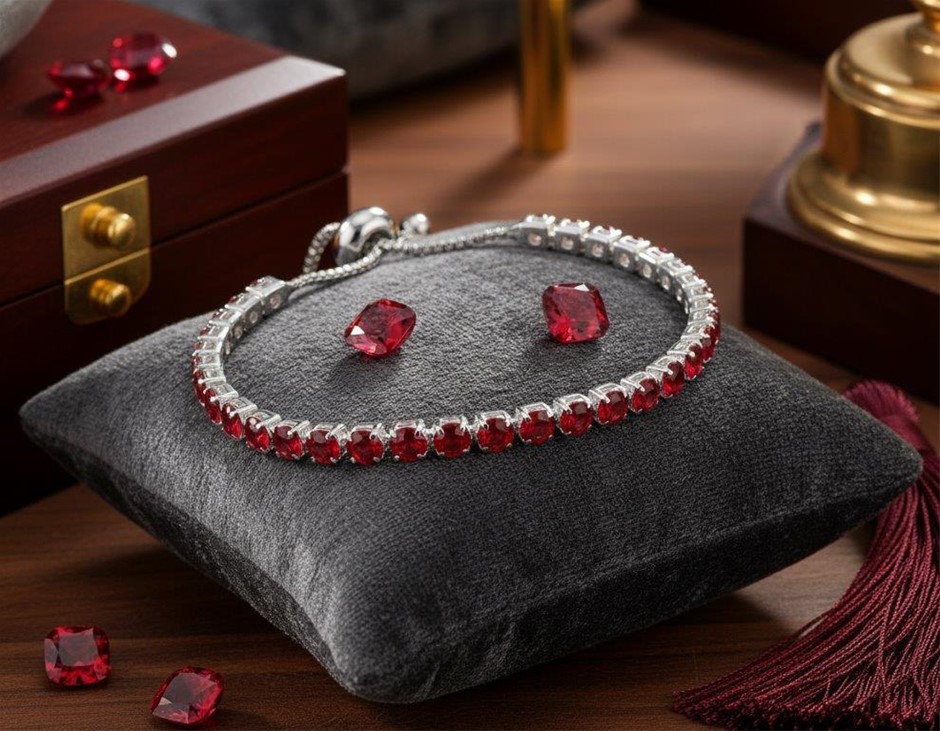 6-Piece Jewellery Set white Stones(Gift Box Included) 18k white Gold Plated