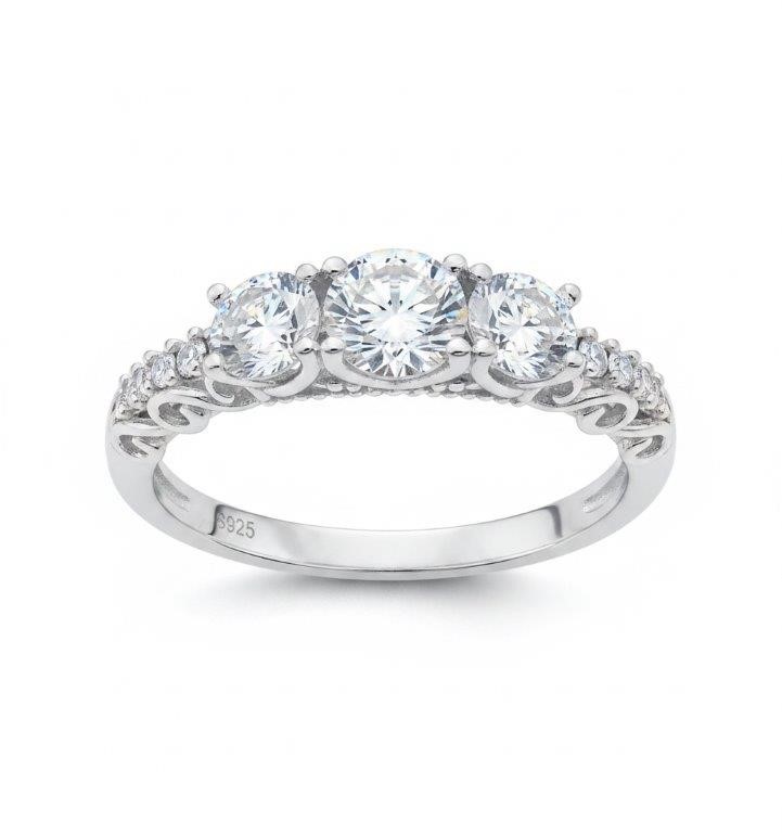 GRA Moissanite white 18k white Gold Vermeil Ring -9US