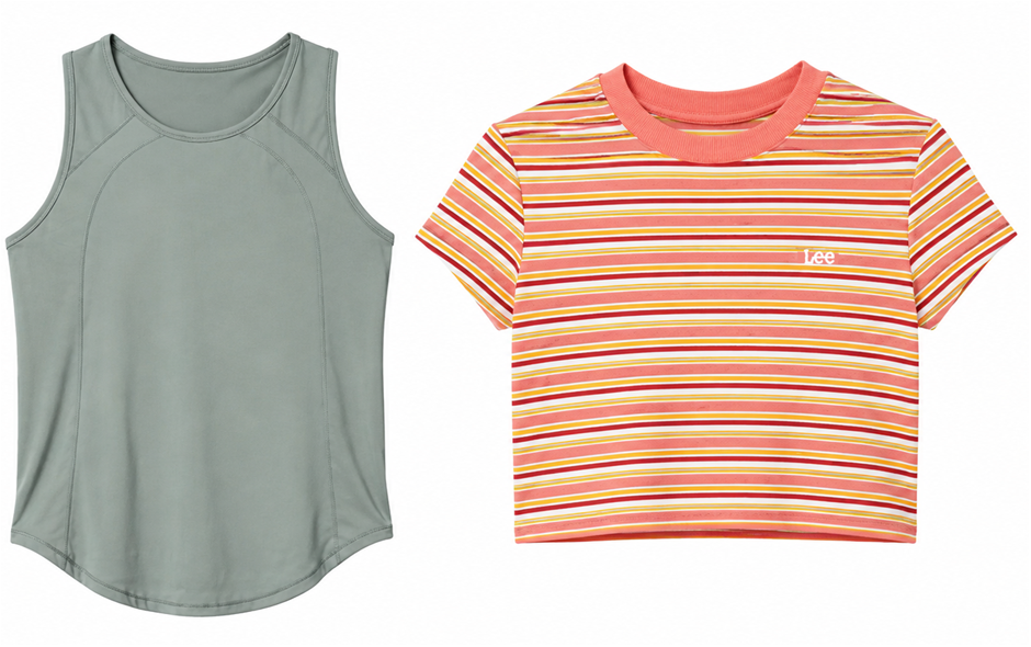 BUNDLE of LEE Women's Crop Stripe Skinny Tee, Color Multicolored Stripe Siz