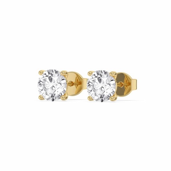 4.02 Carat Diamond Solitaire Earrings IGI Certified SET IN 18K Yellow Gold