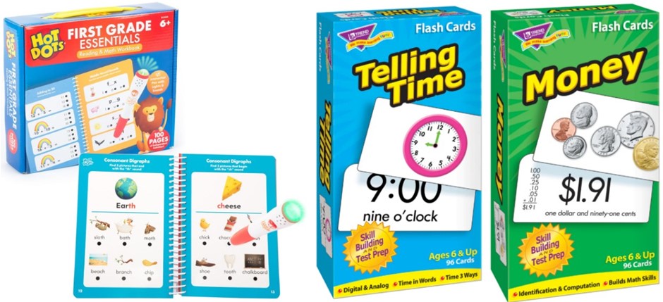BUNDLE of Educational Insights Hot Dots First Grade Essentials: Reading & M