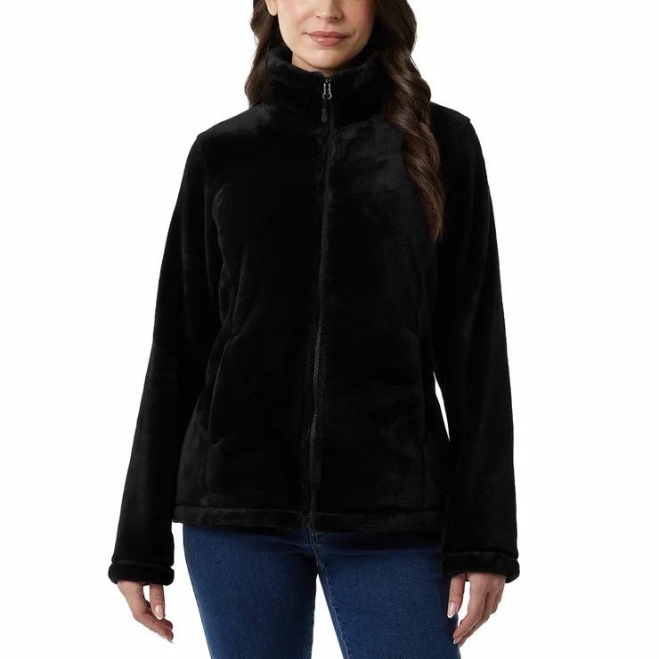 32DEGREES Women's Plush Fleece Faux Fur Jacket, Size S, Black.