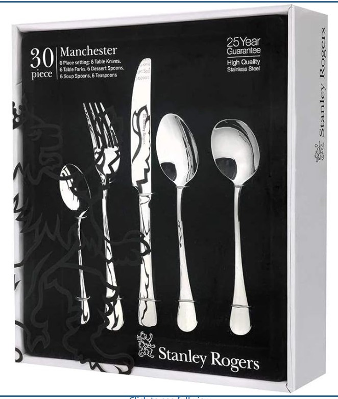 Stanley Rogers Manchester Cutlery Set 30-Piece – Premium Stainless Steel Cu