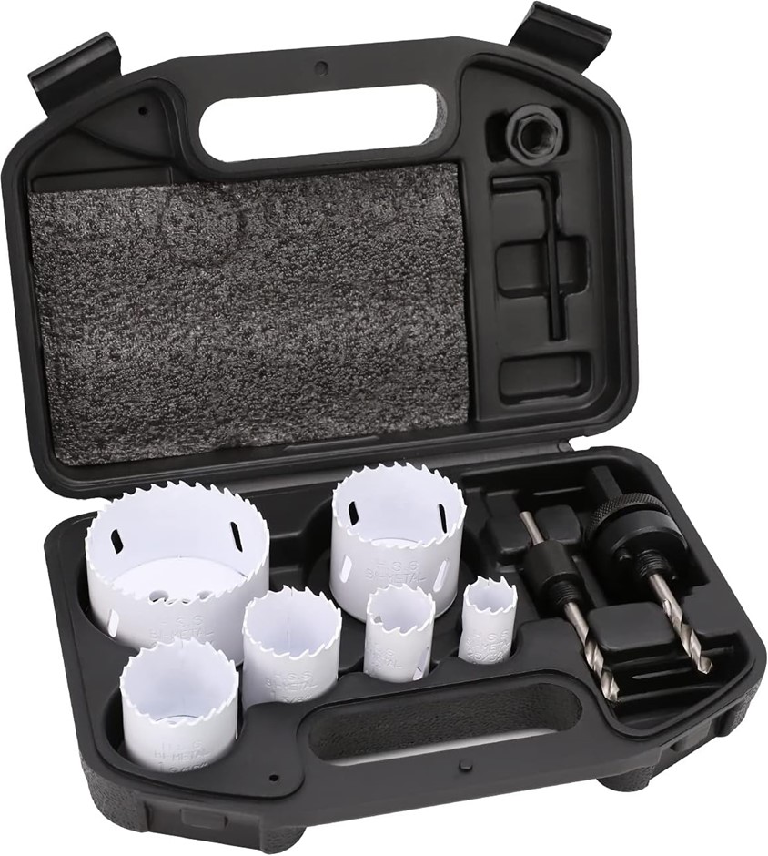 Amazon Basics 9-Piece Bi-Metal High Speed Steel Hole Saw Kit with Carrying