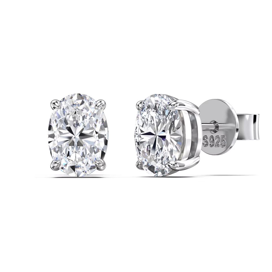0.8ct Oval Cut Lab Created Moissanite 925 Sterling Silver Earrings