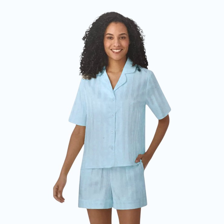 MIDNIGHT By CAROLE HOCHMAN Women's 2pc Satin PJs, Size L, Blue. NB: minor s
