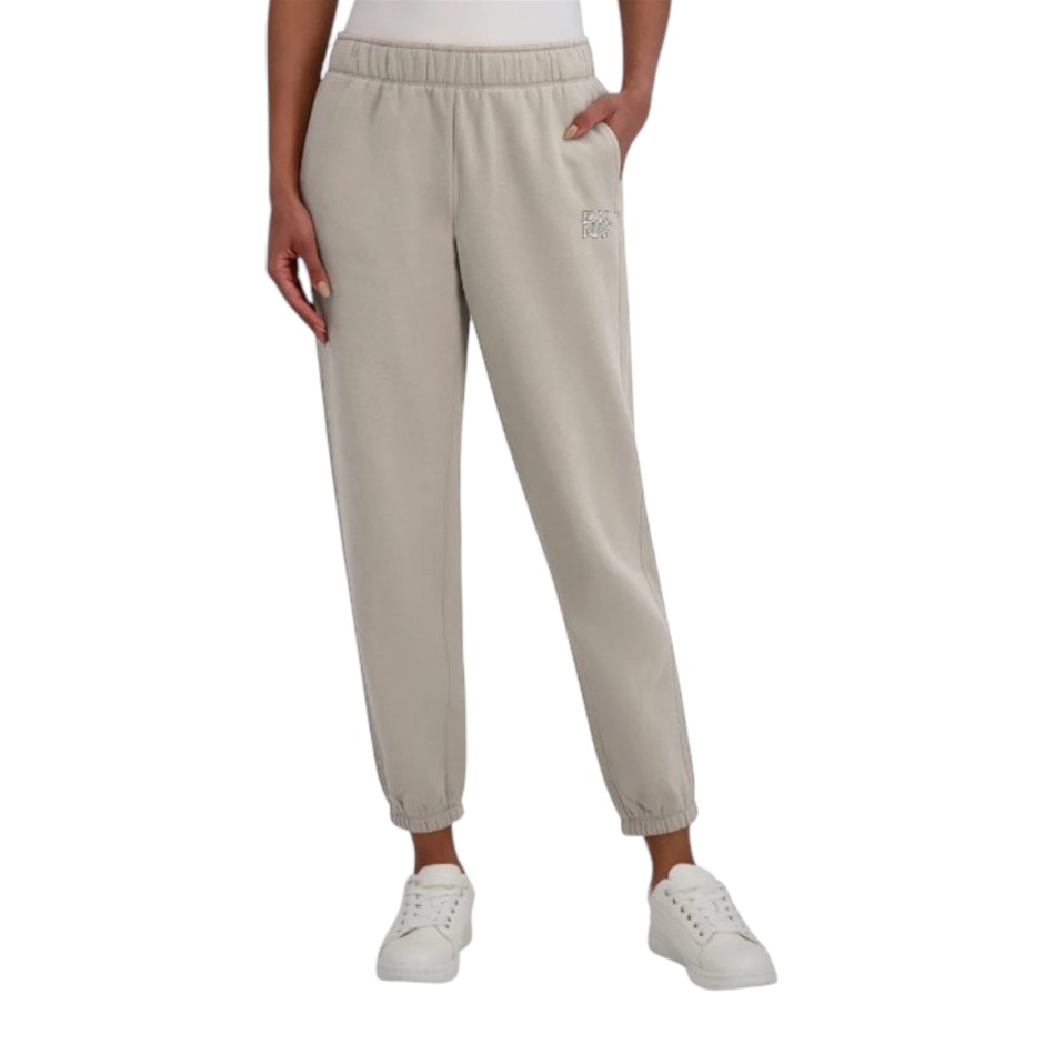 DKNY SPORT Women's Fleece Pants, Size XL, 60% Cotton, Oat (OTA).