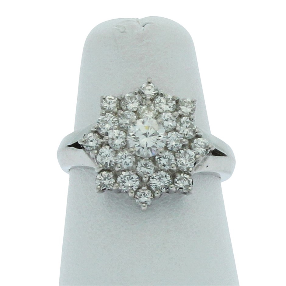 Platinum Diamond Dress Ring Narrow Low Half Round Split Shoulder Polished I