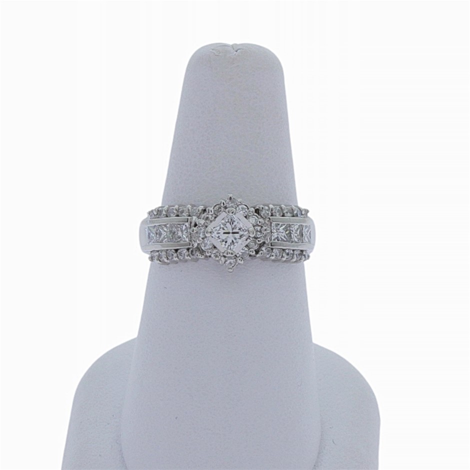 Diamond Platinum Dress Ring Half Round Tapered Shank 4 Claw N½ Polished