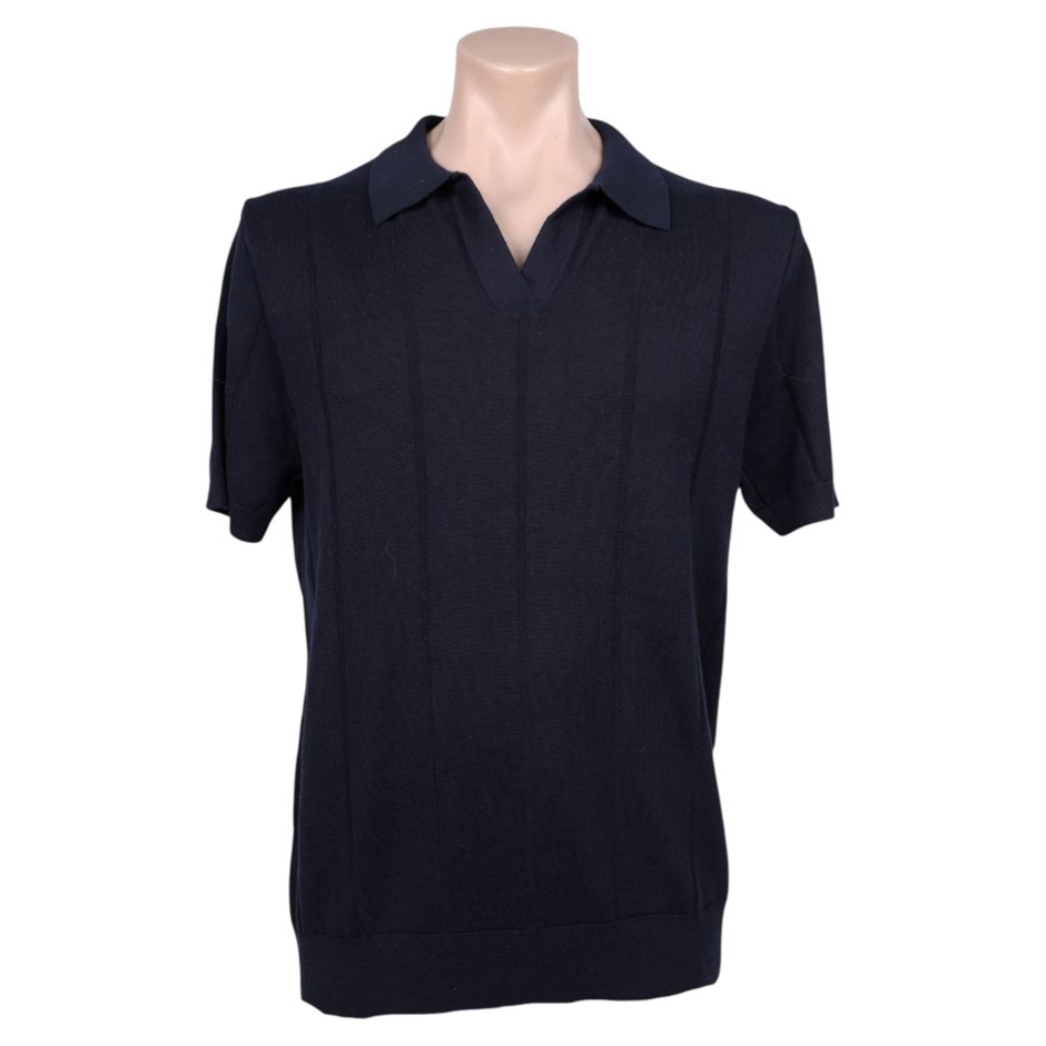 SABA Men's Knit Polo, Size S, 100% Cotton, Navy, AG2124.