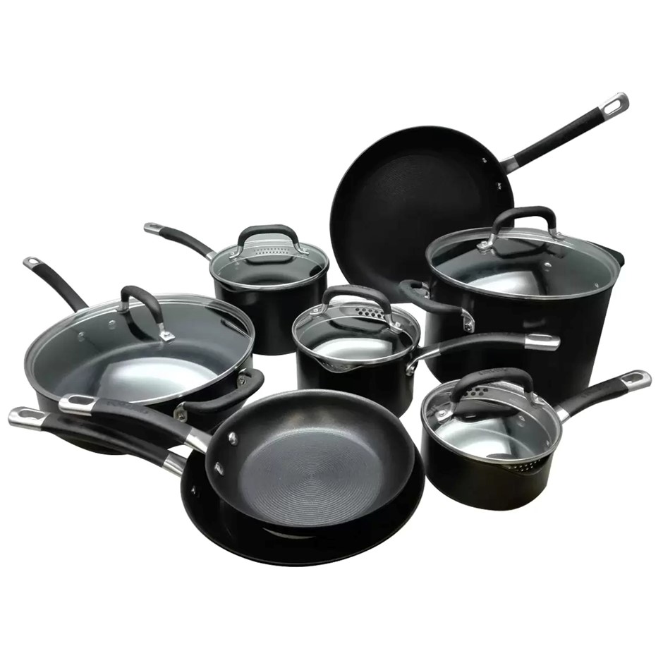 CIRCULON Professional Hard Anodised Cookware 13 Piece Set, Black. NB: Well