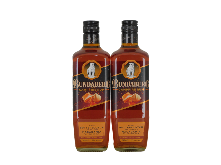Bundaberg Campfire Rum Butterscoth & Macadamia (2x 700mL), QLD.