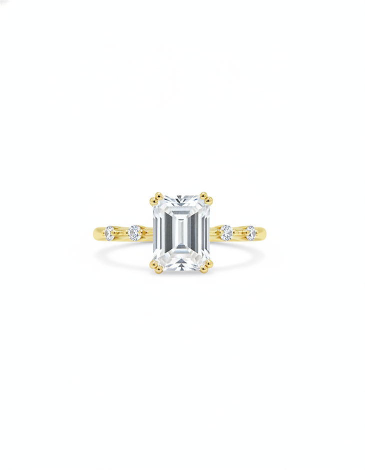 14K/Italy 2.0ct Emerald Cut Yellow Gold Filled Ring(stamped)Warranty