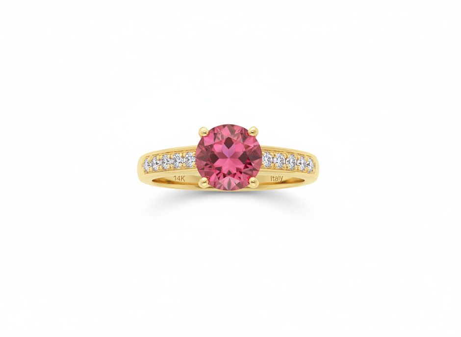 14K/Italy 1.0ct Ruby Stone Yellow Gold Filled Ring(stamped)-7US-Bonus Gift
