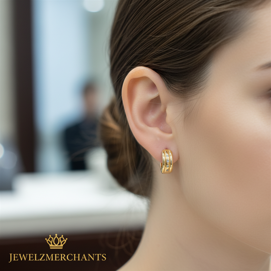 22K/Italy Gold Filled Earring -(stamped 22K/Italy)-Warranty Quality-Bonus
