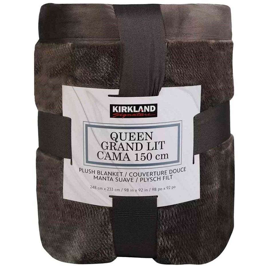 SIGNATURE Plush Blanket, Queen, Charcoal.