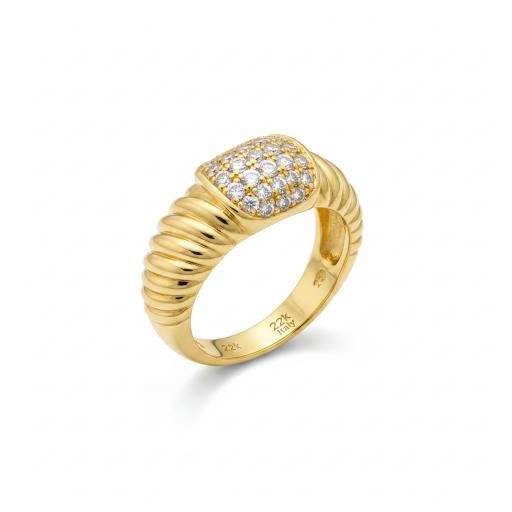 22K/Italy Gold Filled Ring -(stamped 22K/Italy)-7 US-Bonus Gift
