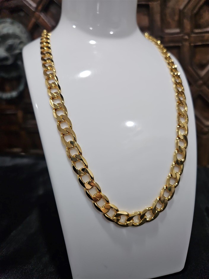 22K/Italy Gold Filled Cuban Chain(stamped 22K/Italy)55cm-Bonus Gift