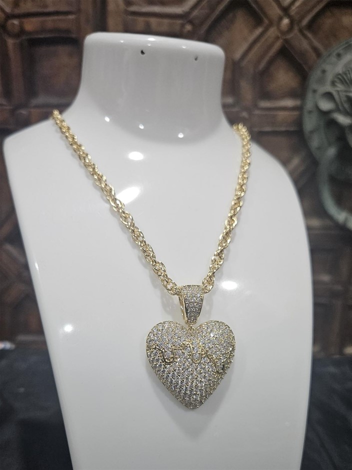 18KGF/Italy Yellow Gold Filled Chain & Heart Pendant -50cm-Bonus Gift