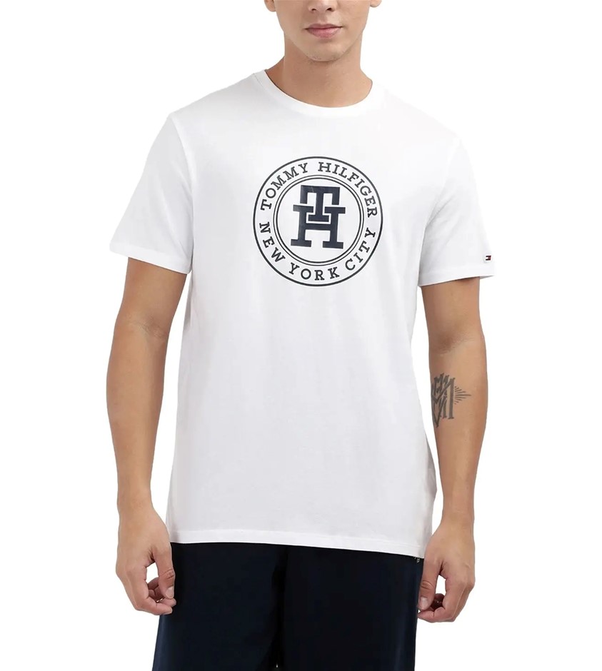 TOMMY HILFIGER Men's M Timothy TEE T-Shirts, Medium, Optic White TH, 78JB30