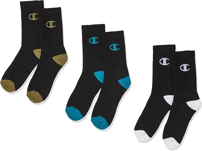 3 Pairs x CHAMPION Unisex Legacy Crew Socks, Size S, Multicolour, SXFG3N. R