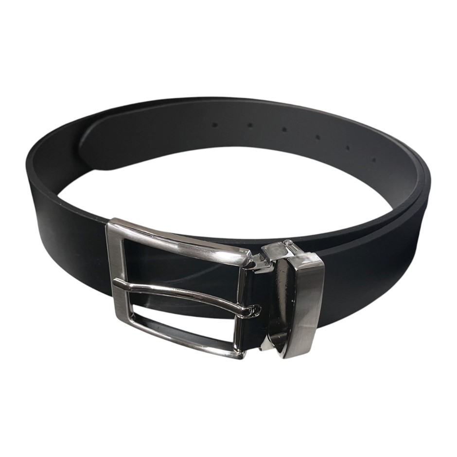 BUCKLE Men's Genuine Leather Belt, Size 87cm (34"), Black. NB: may have sli